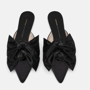 Zara Two-Bow Black Mules – Size 10
